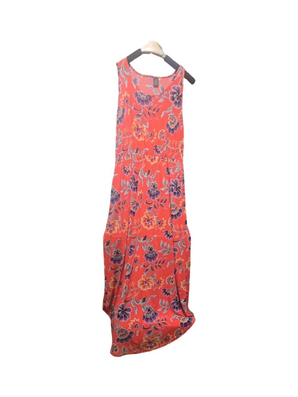 Lildy Sleeveless Coral Floral Maxi Dress, Floral, Flowy, Summer Vibes, Soft L-XL - Picture 4 of 10